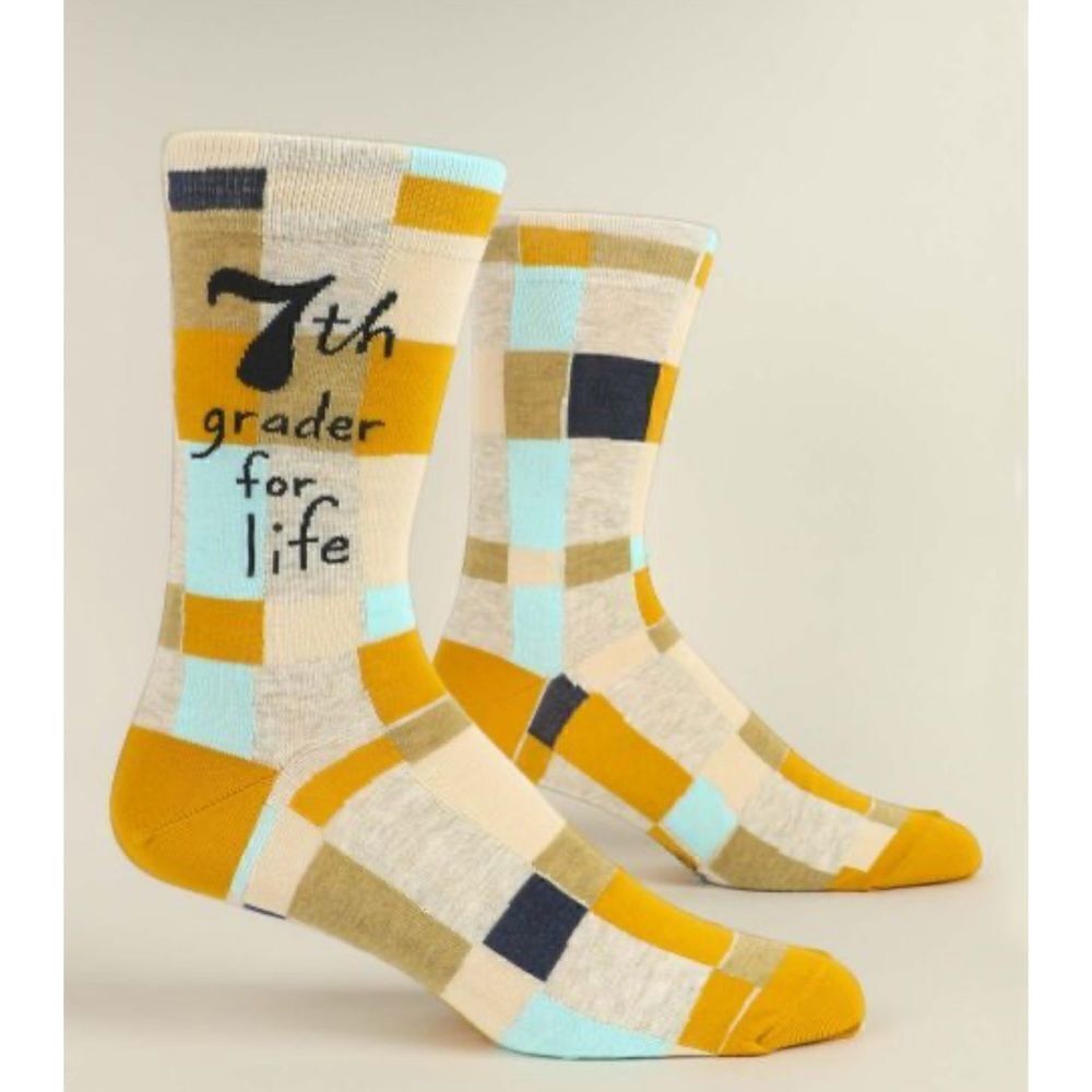 Blue Q Mens Cotton Crew Socks 7th Grader for Life